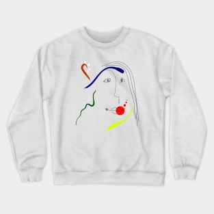 Woman portrait in Joan Miro style Crewneck Sweatshirt